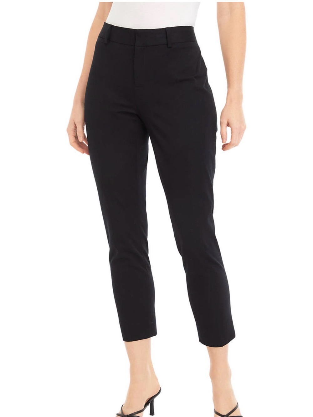 crown & ivy Black Cropped Slim Ankle Pants Cary 6p